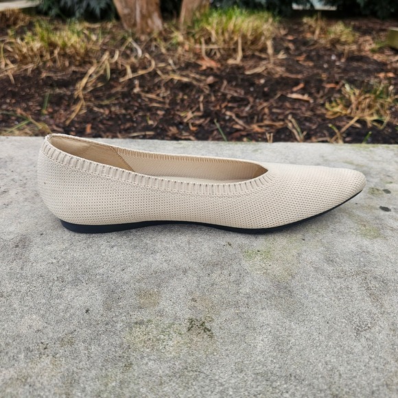 VIVAIA Aria Pointed Toe Knit Flats Ivory Cream Beige Ballet Loafers EU 37 US 6.5 - Picture 5 of 8